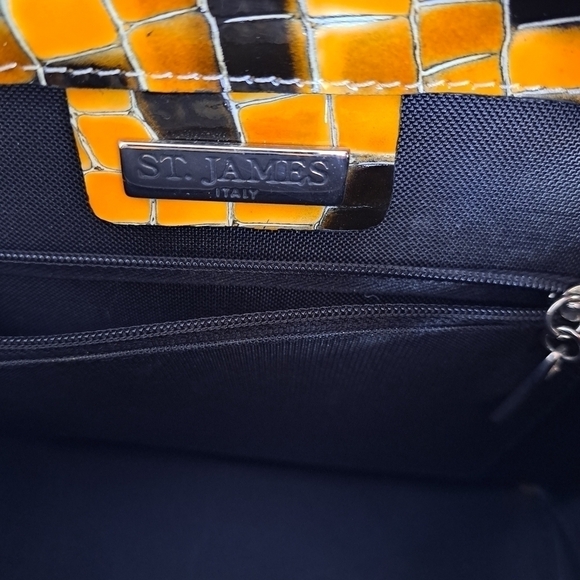 St-James Italy leopard color snake print  handbag shoulder bag purse - Picture 10 of 16